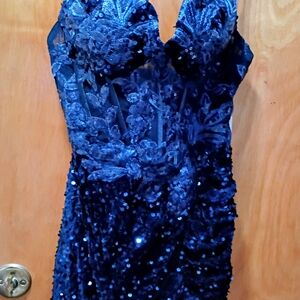 Elegant Blue Sequin Mini Dress